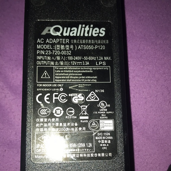 New AC Adapter Model ATS050-P120 12volt 3.3Amp AQualities Power adapter - Picture 4 of 6